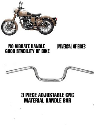 nirwana SHORT CHROME UNIVERSAL HANDLE-24 Handle Bar(Silver)
