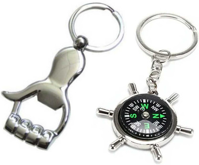 JAINSON MARTIN Combo of Hand Bottle Opener and Compass Metal Key Chain Key Chain