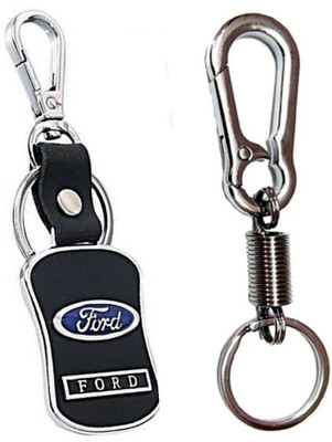 JAINSON MARTIN Combo of Spring Hook Locking Metal & Ford Leather Hook Keychain Key Chain