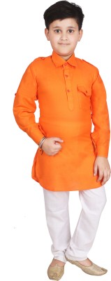 Eliq Boys Festive & Party Pathani Suit Set(Yellow Pack of 1)