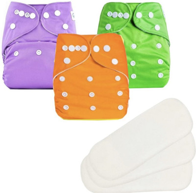 Jaydison Solid Reusable Diaper Reuse Nappy With 5 Layer White Insert(0 -24m) POGW