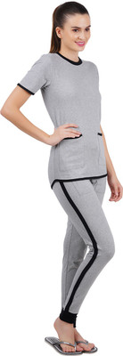 CHECKERSBAY Women Solid Grey Top & Pyjama Set