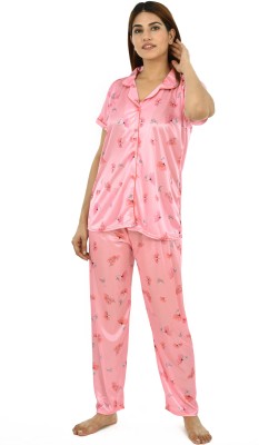 LADYBITE Women Printed Pink Top & Pyjama Set