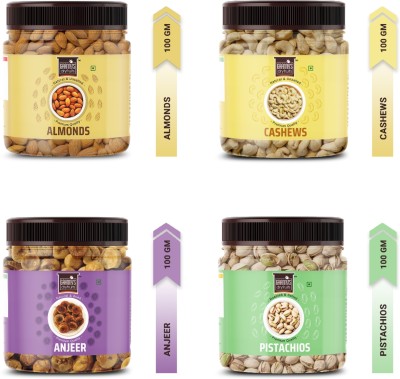 Grannys Dryfruits Almond Cashew Fig Pistachios Combo Pack Of 4 (100gx4 ) Premium, Healthy & Fresh Almonds, Cashews, Pistachios, Figs(4 x 100 g)