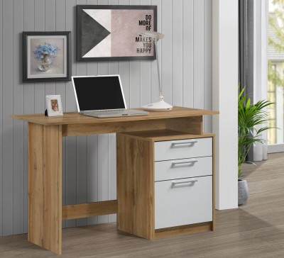 DeckUp Turrano Wotan Oak & White Engineered Wood Office Table(Free Standing, Finish Color - Wotan Oak & White, DIY(Do-It-Yourself))