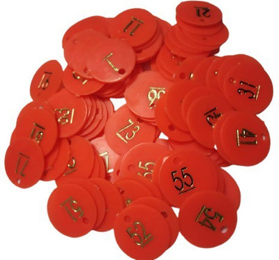 Offer99 Plastic Orange Punch Hole Numerical Token/Coins Pack of 1 to 100 Halled T-8(100 Pieces)
