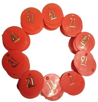 Offer99 Plastic Orange Punch Hole Numerical Token/Coins Pack of 1 to 100 Halled T-1(100 Pieces)