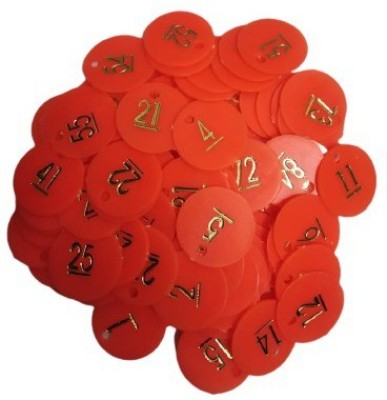 Bal samrat Plastic Orange Punch Hole Numerical Token/Coins Pack of 1 to 100 Halled T-12(100 Pieces)