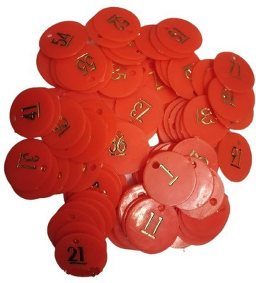 Offer99 Plastic Orange Punch Hole Numerical Token/Coins Pack of 1 to 100 Halled T-5(100 Pieces)