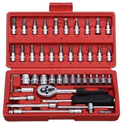 VEDETIC 46 in 1 Tool Kit Hand Tool Kit(46 Tools)Combination Screwdriver Set (Pack of 1) Socket Set(Pack of 1)