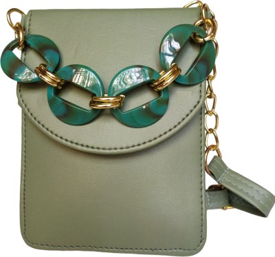 SEASHELL TRADING Green Sling Bag Olive Green Leather Crossbody Bags for Women and Girls