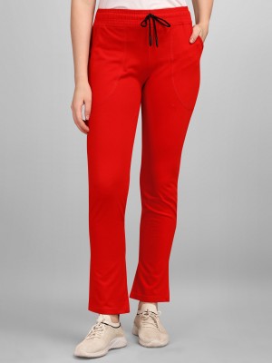 ZESTYJOY Solid Women Red Track Pants