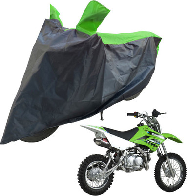RiderShine Two Wheeler Cover for Kawasaki(KLX 110, Black, Green)