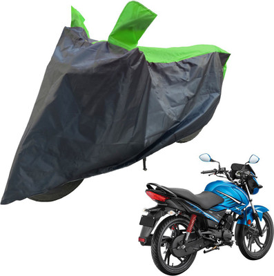 RiderShine Two Wheeler Cover for Hero(Glamour FI, Black, Green)