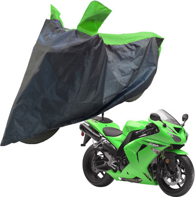 RiderShine Two Wheeler Cover for Kawasaki(Ninja ZX 10R, Black, Green)