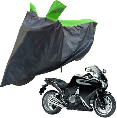 RiderShine Two Wheeler Cover for Honda(VFR 1200F, Black, Green)