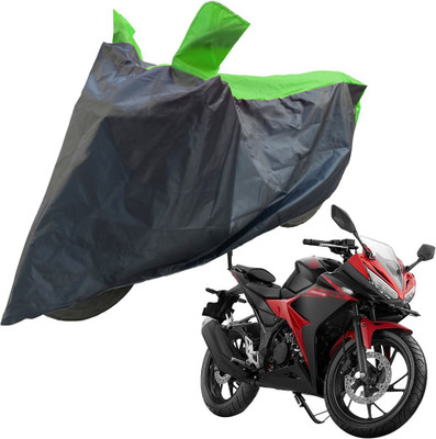 RiderShine Two Wheeler Cover for Honda(CBR 150R, Black, Green)