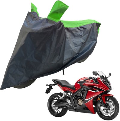 RiderShine Two Wheeler Cover for Honda(CBR 650F, Black, Green)