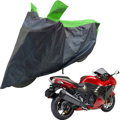 RiderShine Two Wheeler Cover for Kawasaki(Ninja ZX-14R, Black, Green)