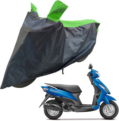 RiderShine Two Wheeler Cover for Suzuki(Let's, Black, Green)