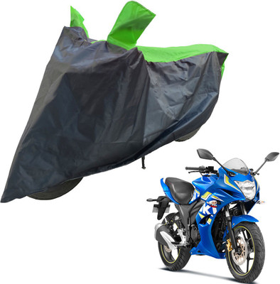 RiderShine Two Wheeler Cover for Suzuki(Gixxer SF, Black, Green)