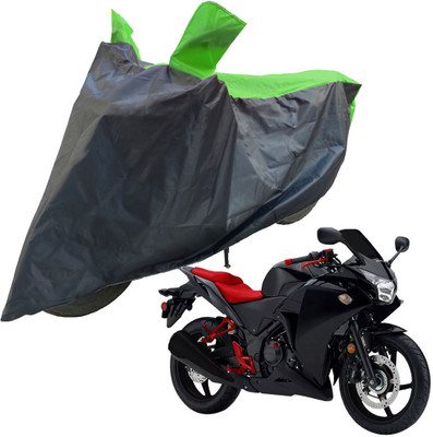 RiderShine Two Wheeler Cover for Honda(CBR 250R, Black, Green)