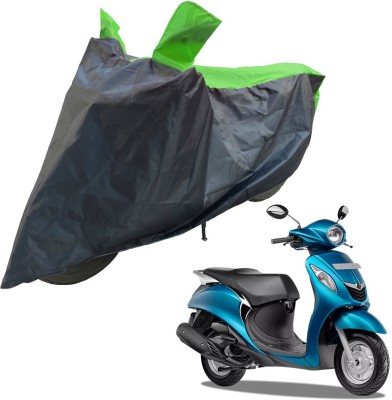 RiderShine Two Wheeler Cover for Yamaha(Fascino, Black, Green)