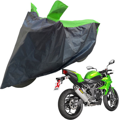 RiderShine Two Wheeler Cover for Kawasaki(Z250, Black, Green)