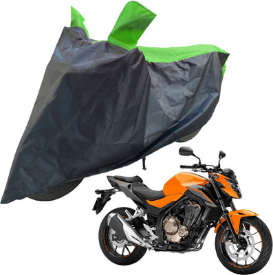 RiderShine Two Wheeler Cover for Honda(CB 500, Black, Green)