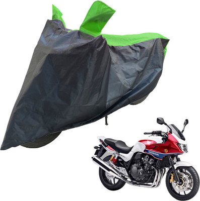 RiderShine Two Wheeler Cover for Honda(CB 400, Black, Green)
