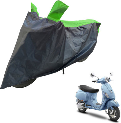 RiderShine Two Wheeler Cover for Vespa(ZX 125, Black, Green)