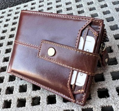 Hintz Men Casual, Ethnic, Evening/Party, Formal, Trendy Brown Genuine Leather Wallet(12 Card Slots)