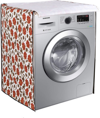 Groki Front Loading Washing Machine  Cover(Width: 61 cm, White & Red)