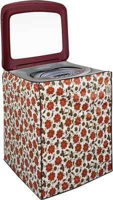 Groki Top Loading Washing Machine  Cover(Width: 61 cm, White & Red)