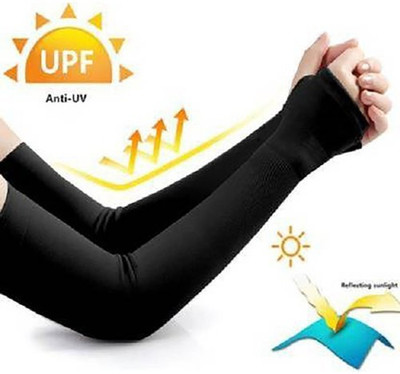 Jigyaasaa Cotton Arm Sleeve For Men & Women(Free, Black)