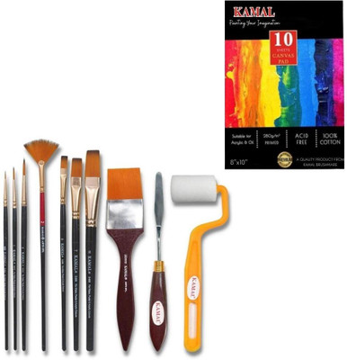 KAMAL Essential Full Toolkit with Cotton Canvas Pad Medium Grain 8 X 10 Inch.