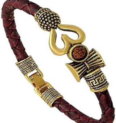 Lakhdatar Leather Brass Kada