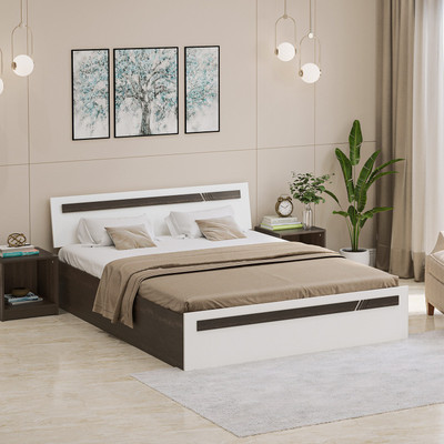 BLUEWUD Pollo Queen Size Double Bed With Storage for Bedroom Home Furniture Engineered Wood Queen Box Bed, 201.5 cm x 155.5 cm (6.61 ft x 5.1 ft)(Finish Color - Wenge & White, Delivery Condition - Knock Down)