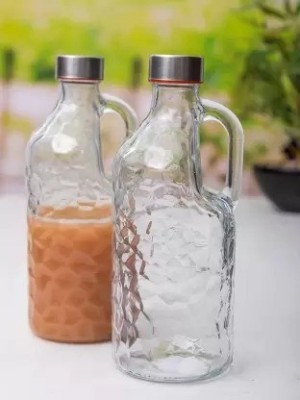 DULARIYA Bottles Clear Transparent 1000 ml Bottle (Pack of 2, Clear, Glass) 1000 ml Bottle(Pack of 2, Clear, Glass)