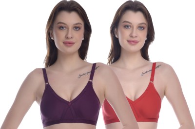 Viral Girl Women T-Shirt Non Padded Bra(Red, Purple)