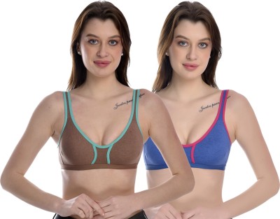 Viral Girl Women Everyday Non Padded Bra(Blue, Brown)