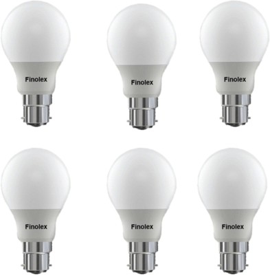 FINOLEX 9 W Round B22 LED Bulb(White, Pack of 6)