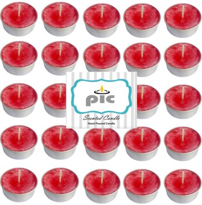 PIC Pure Indian Candle Handmade Fresh Cut Roses Fragrance Tea Light Candle Candle(Red, Pack of 25)