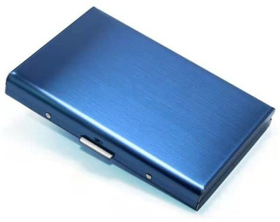 Haimac 6 Slots RFID Blocking Metal Wallet for Men & Women(Blue,9.5 x 6.5 x 1.3 cm ) 6 Card Holder(Set of 1, Blue)