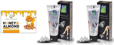 UNIQUE PROFESSIONAL HONEY 7 ALMOND GLYCIRNE SOAP 100 GR + DAIMOND HAIR REMOVER CREAM 60 GR PACK OF 2(3 Items in the set)