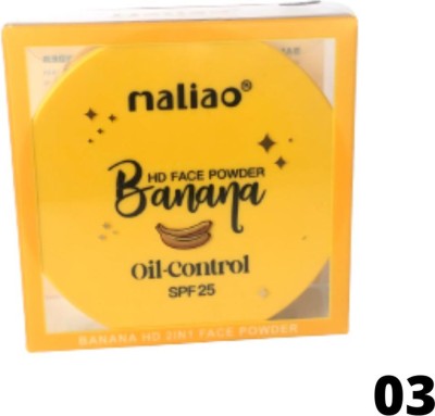 maliao Banana HD 2 IN 1 Oil- Control Face Powder Compact(Shade 03, 20 g)