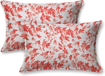 DE CAMA Floral Pillows Cover(Pack of 2, 68 cm*43 cm, Orange)