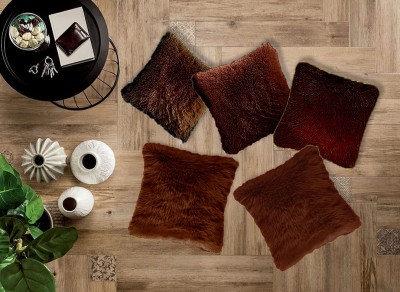 PICKKART Fur Cushions Cover(Pack of 5, 30 cm*30 cm, Brown)