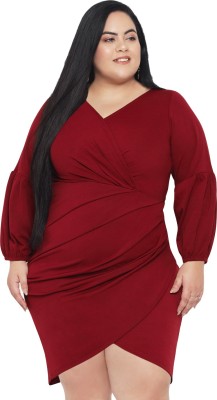 wild U Women Bodycon Maroon Dress