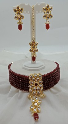 Aashish Imitation Alloy Gold-plated Maroon Jewellery Set(Pack of 1)